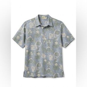 1980’S Go Barefoot Hawaiian Shirt Men’s Large blue vacation luau Aloha‎